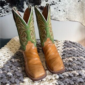 DAN POST WOMEN'S EXOTIC EEL SKIN WESTERN BOOT - BROAD SQUARE TOE